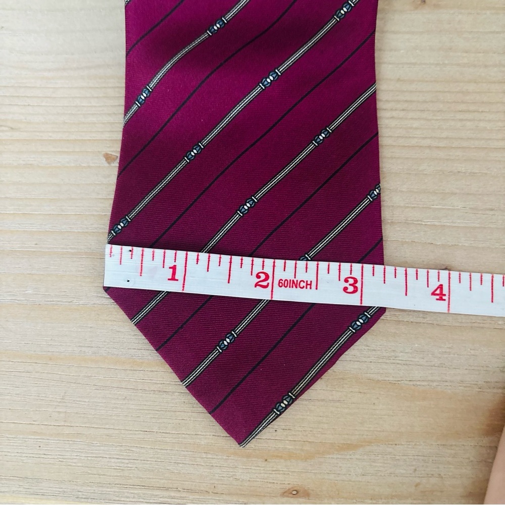 Christian Dior Vintage Mens Burgundy Striped Designer Luxury Tie - Picture 6 of 6